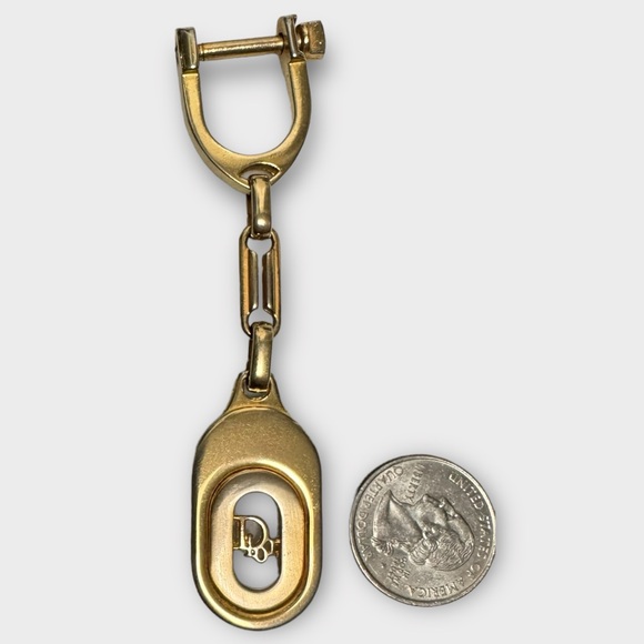 DIOR Gold Logo Pendant Bag Charm/Keychain, Vintage - Picture 8 of 8